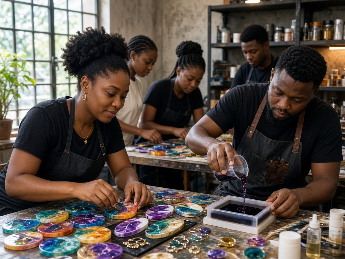 Resin art and crafts training pieces